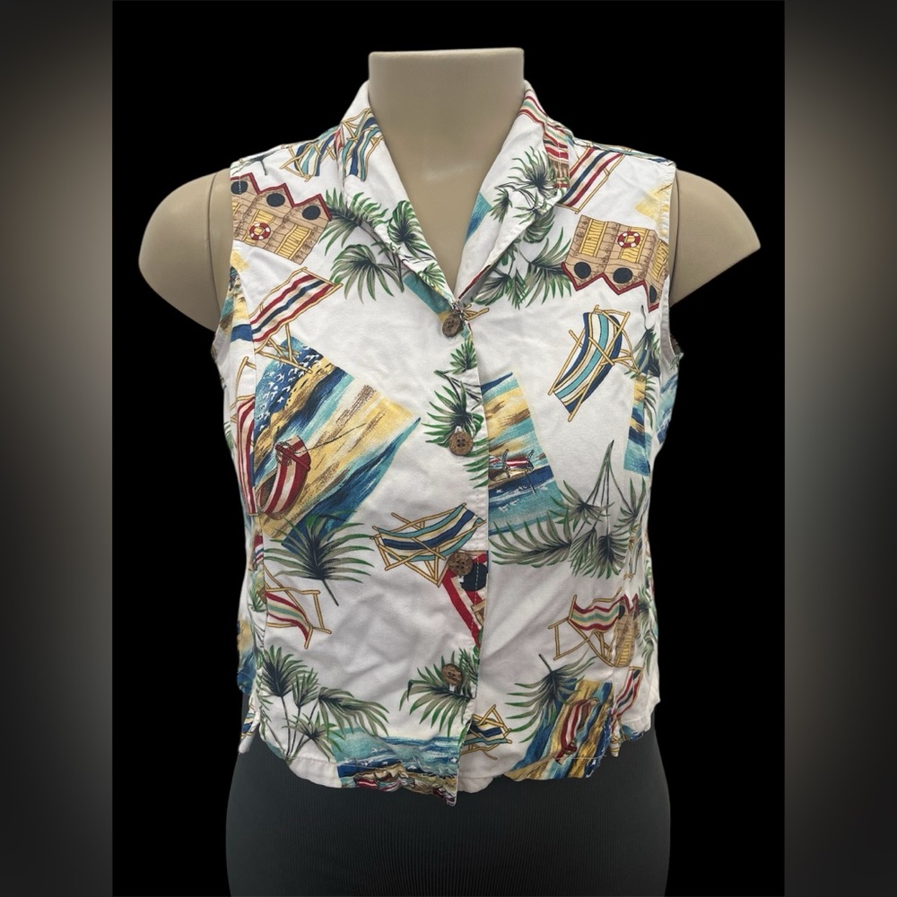 Jamaican Bay Womens Beach Sleeveless Button Top Size XL